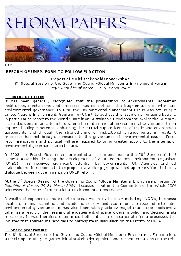 ReformPaper2UNEPWorkshopFormtoFollowFunction